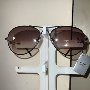 Pop Black Aviator Sunglasses UV400 UNIEX Eye Wear Shatterproof New Wire frame